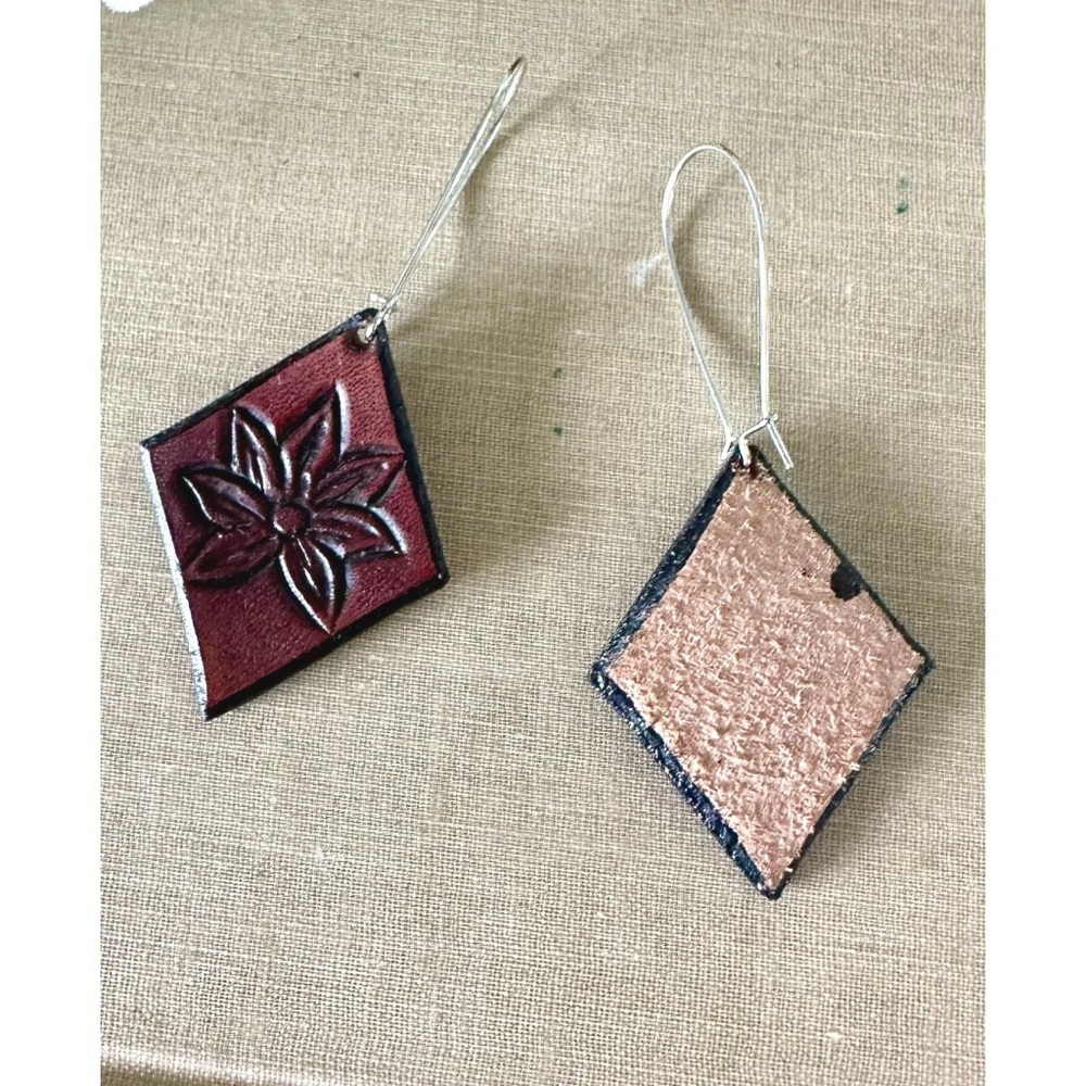 Custom leatherwork earrings - Picture 2 of 2